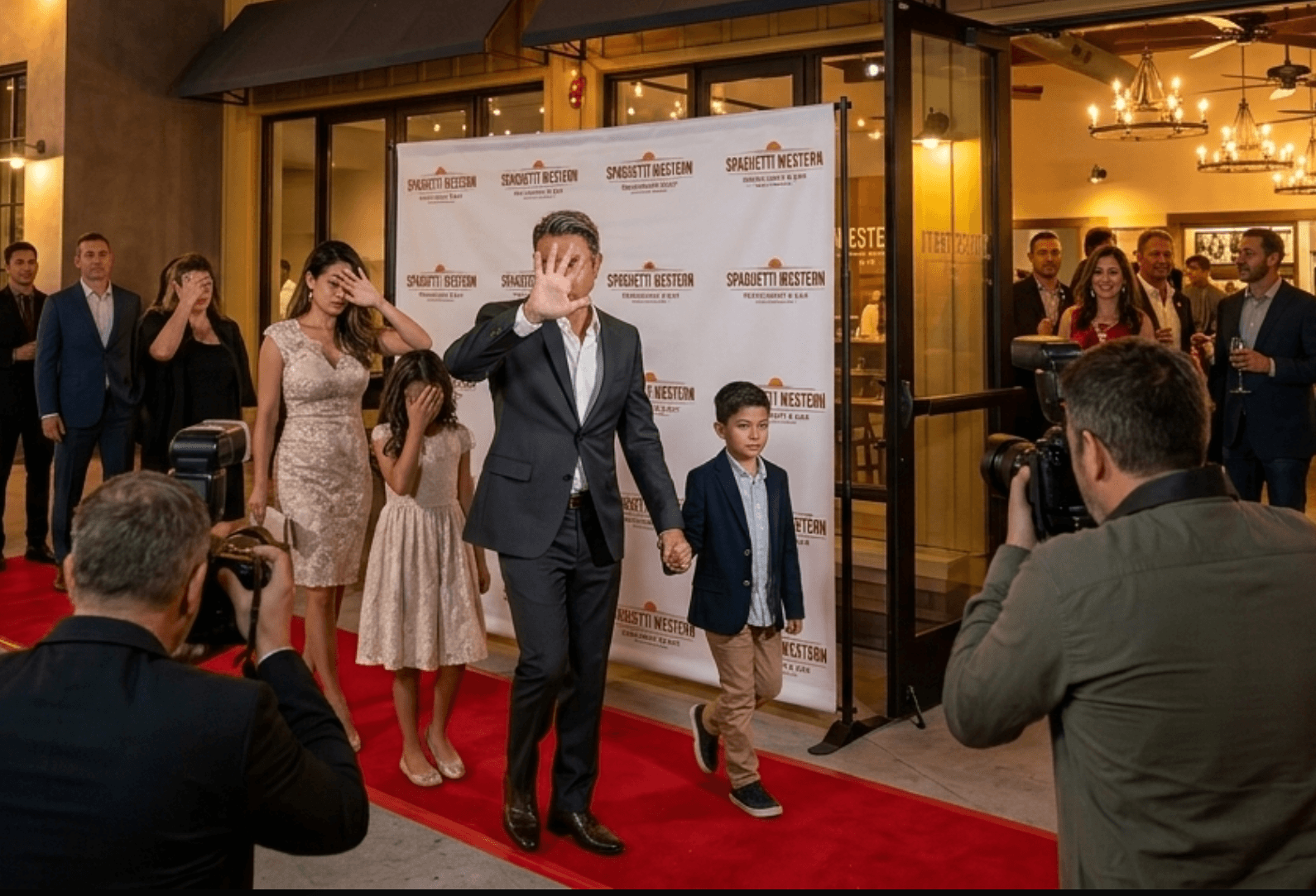 A red-carpet launch party outside Spaghetti Western